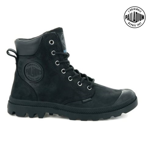 Palladium Pampa Cuff WP LUX Men's Boots Black | UK V930-MVK